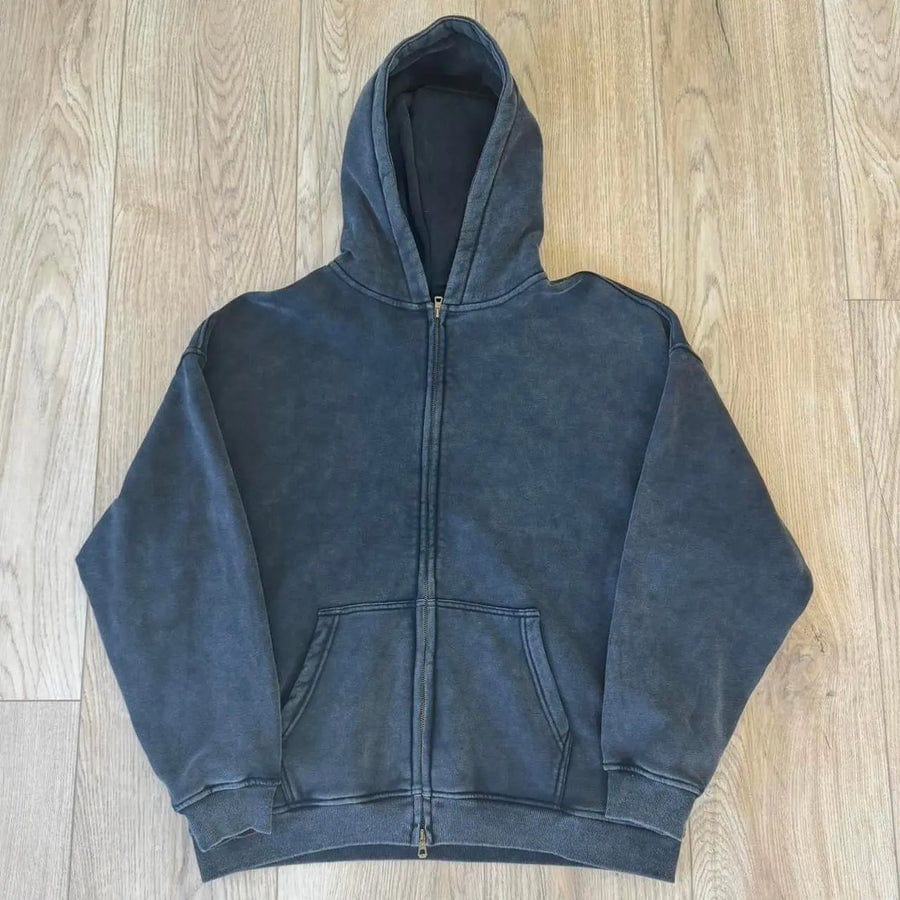 "Faded Black" Dual-Zip Hoodie