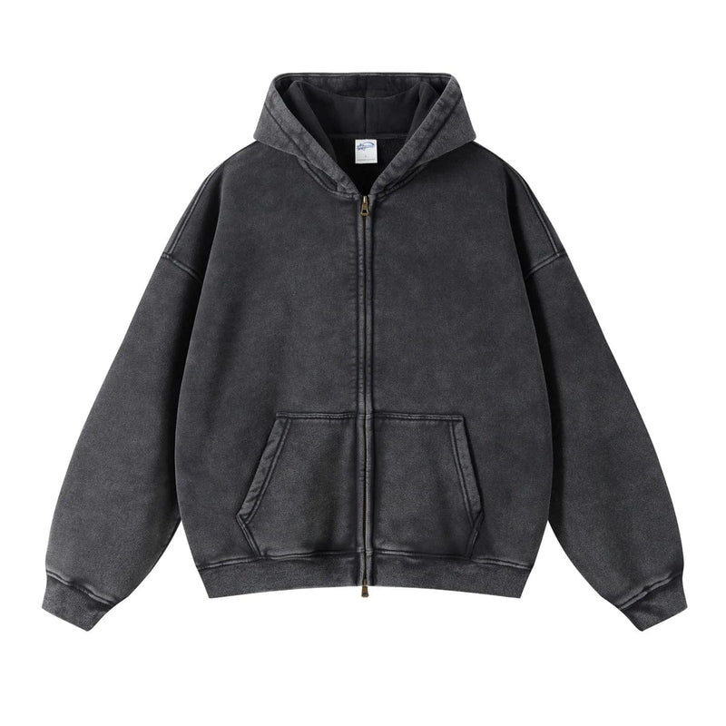 "Faded Black" Dual-Zip Hoodie