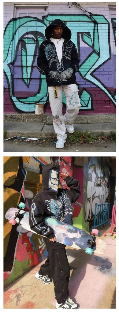 "Skeleton Graffiti" Full Zip Hoodie