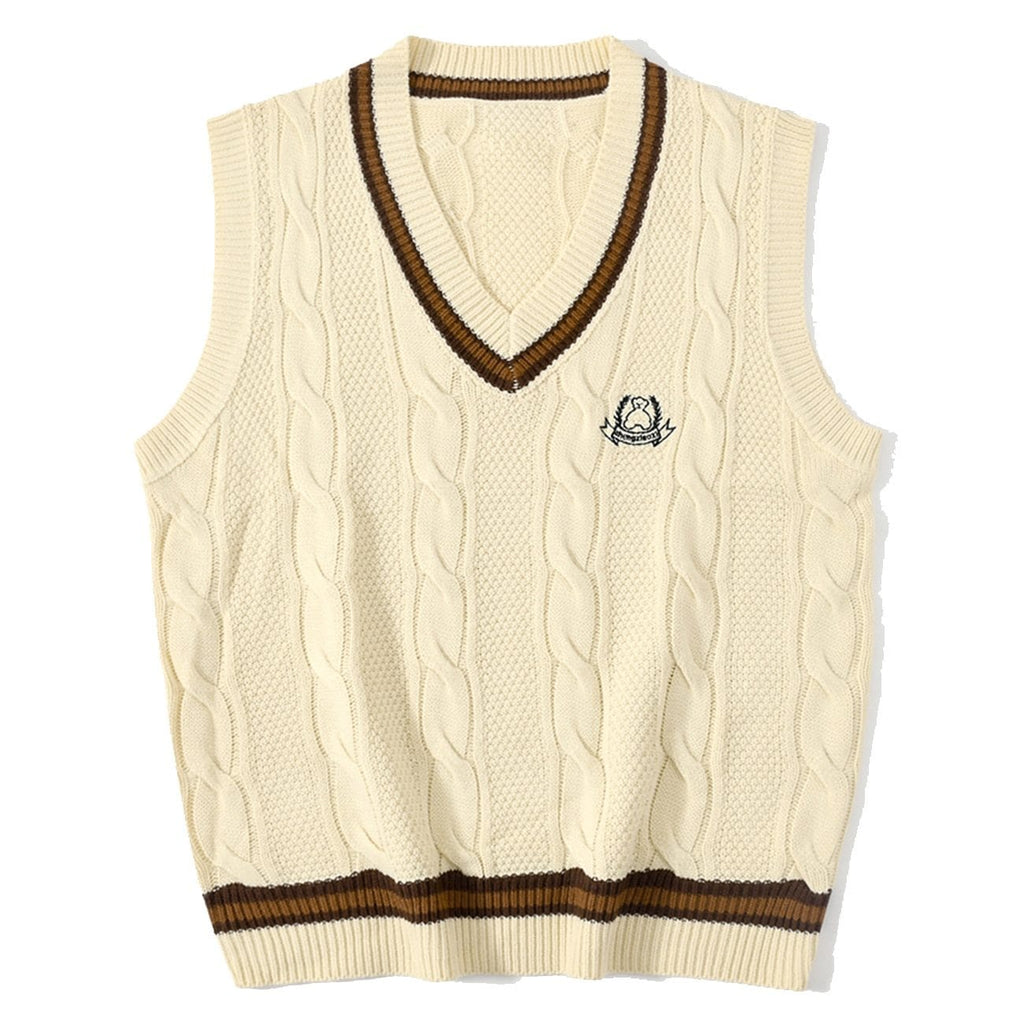 "Bear Embroidery" Knit Vest
