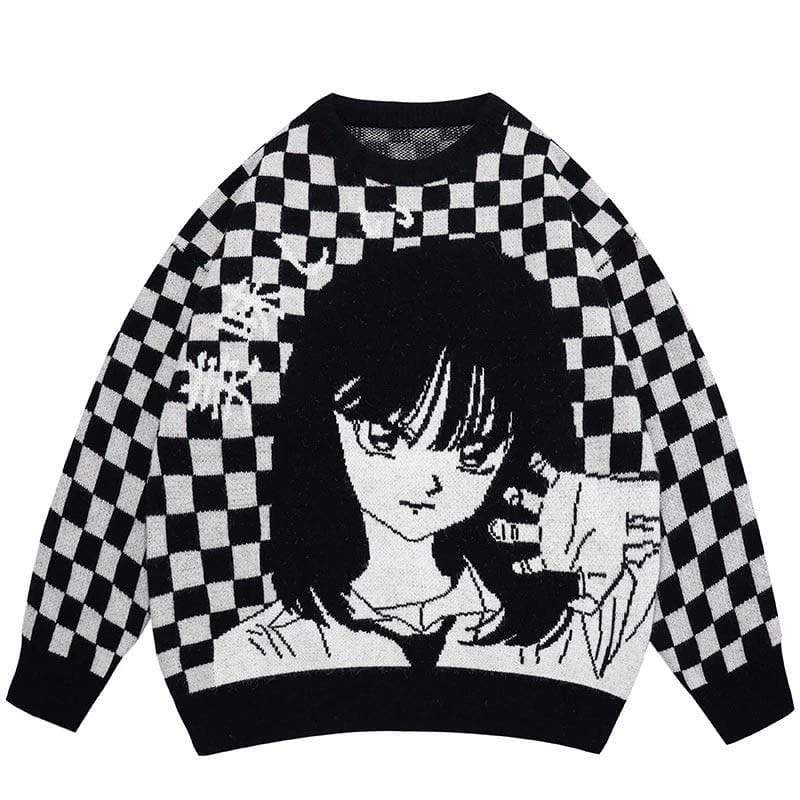 "Plaid Anime Girl" Sweater