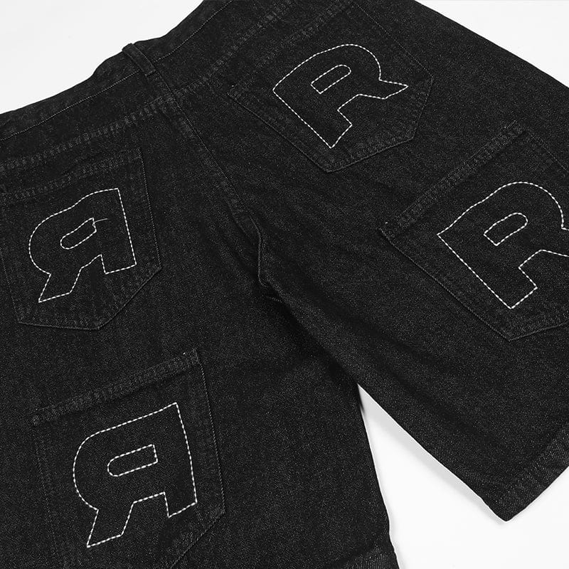 "Rhinestones Bat-Wings" Denim Shorts