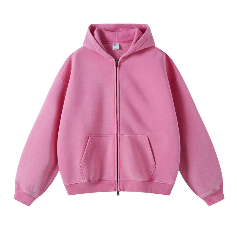 "Faded Pink" Dual-Zip Hoodie