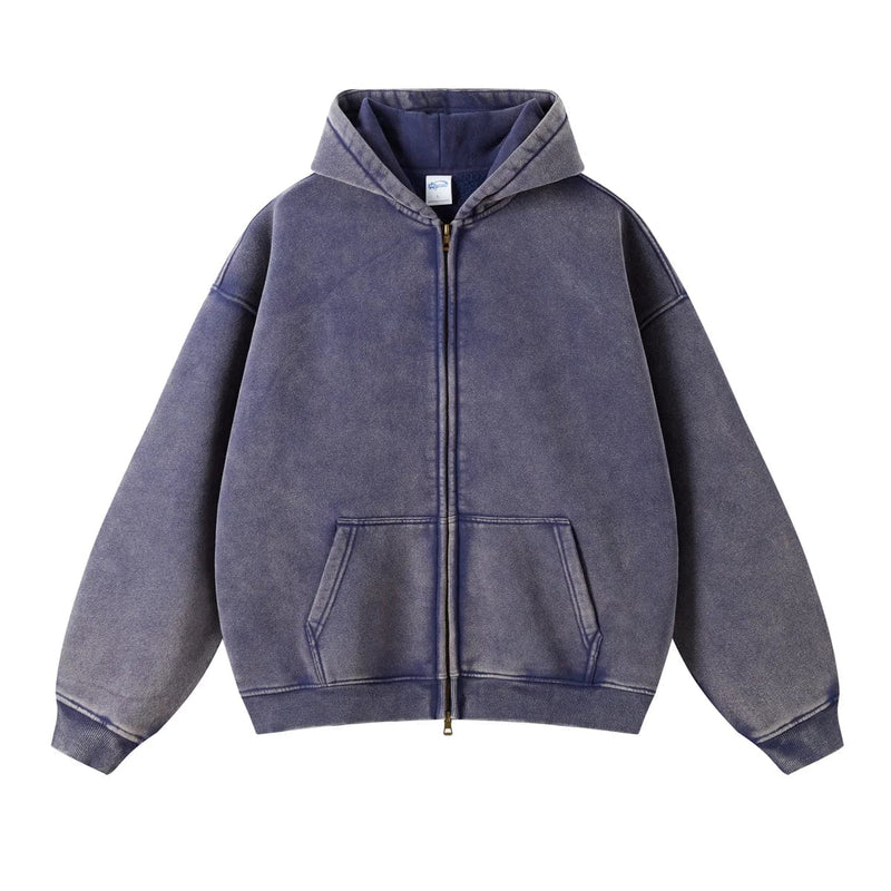 "Faded Navy Blue" Dual-Zip Hoodie