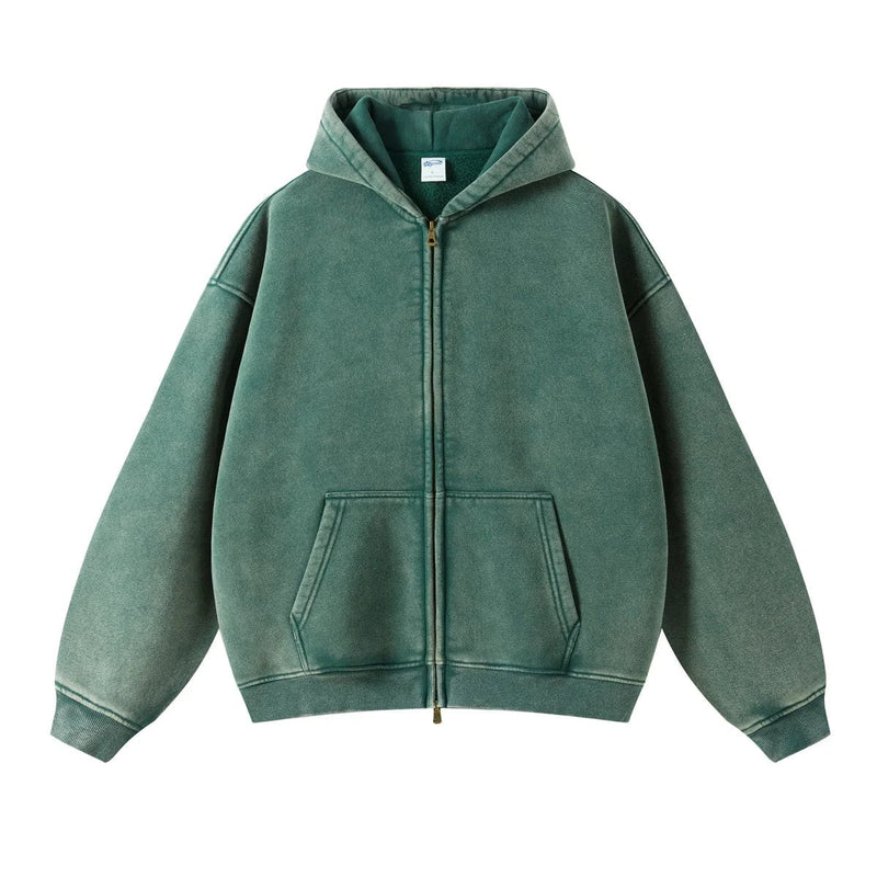 "Faded Green" Dual-Zip Hoodie