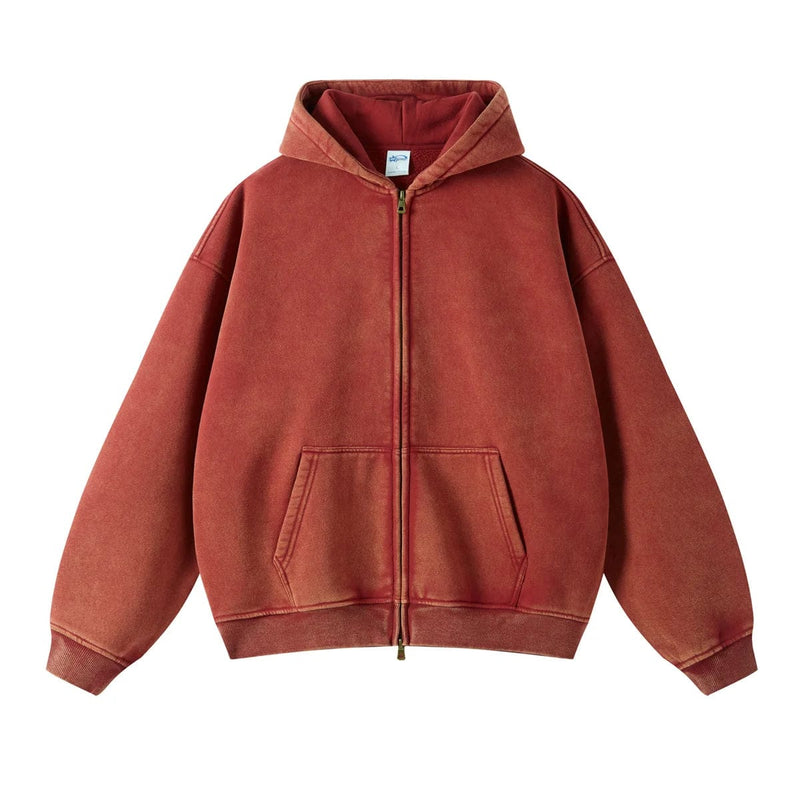 "Faded Red" Dual-Zip Hoodie