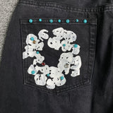 "The Cotton Wreath" Rhinestone Jeans