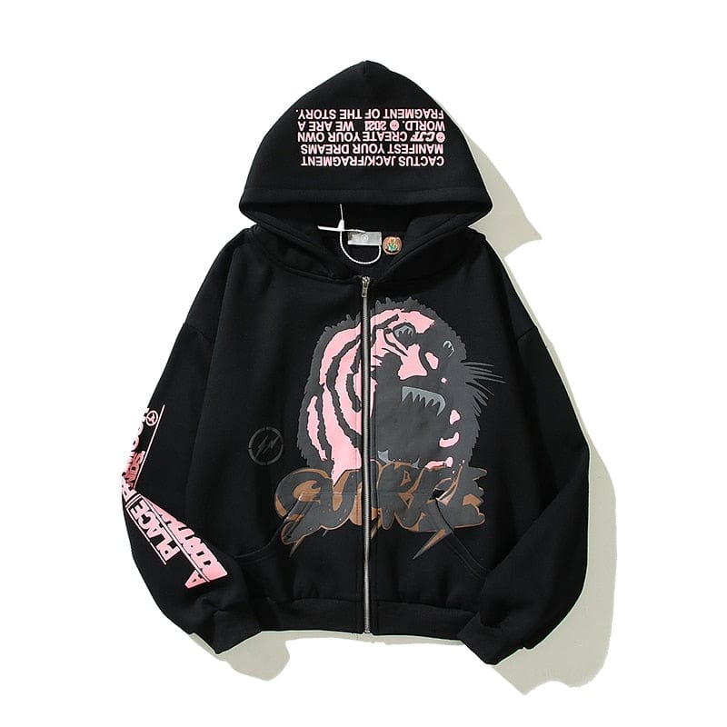 "Tiger-Motif" Zip Hoodie