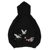 "Floral Crane" Embroidery Hoodie