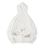 "Floral Crane" Embroidery Hoodie