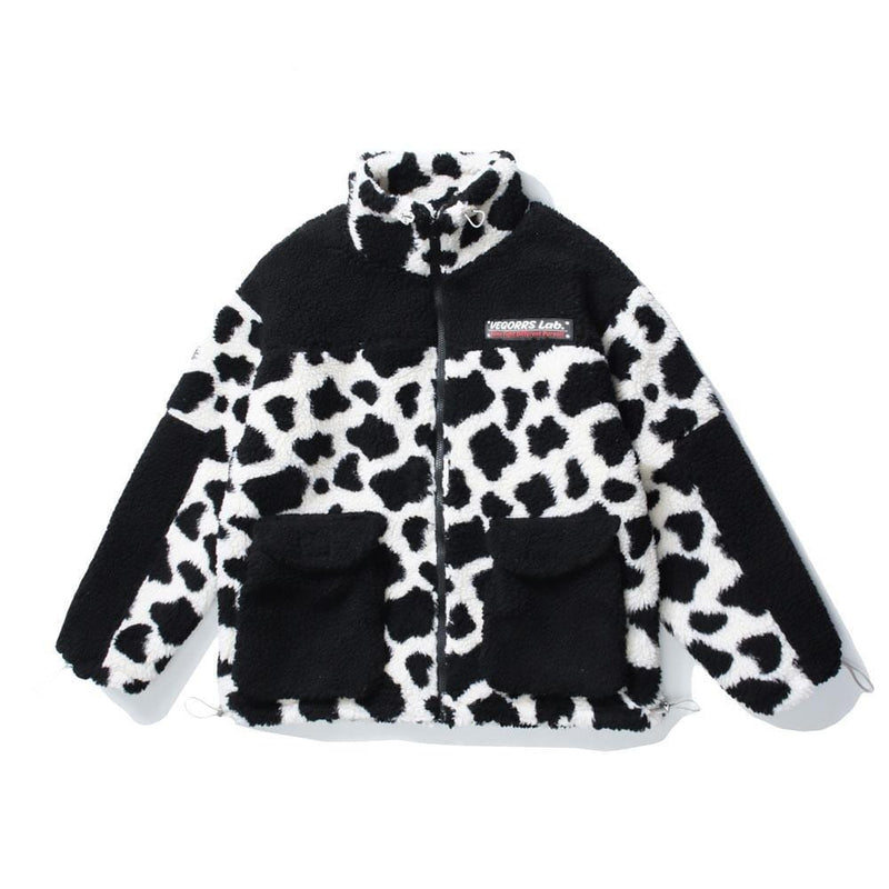 "Cow Spots" Winter Sherpa Coat