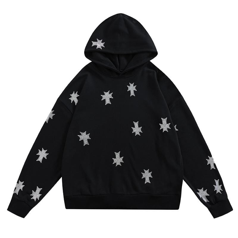 "Rhinestones Cross" Hoodie