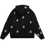 "Rhinestones Cross" Zip Hoodie