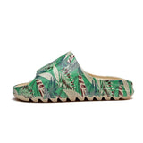 Tropical Leaves Foam Slide Beige