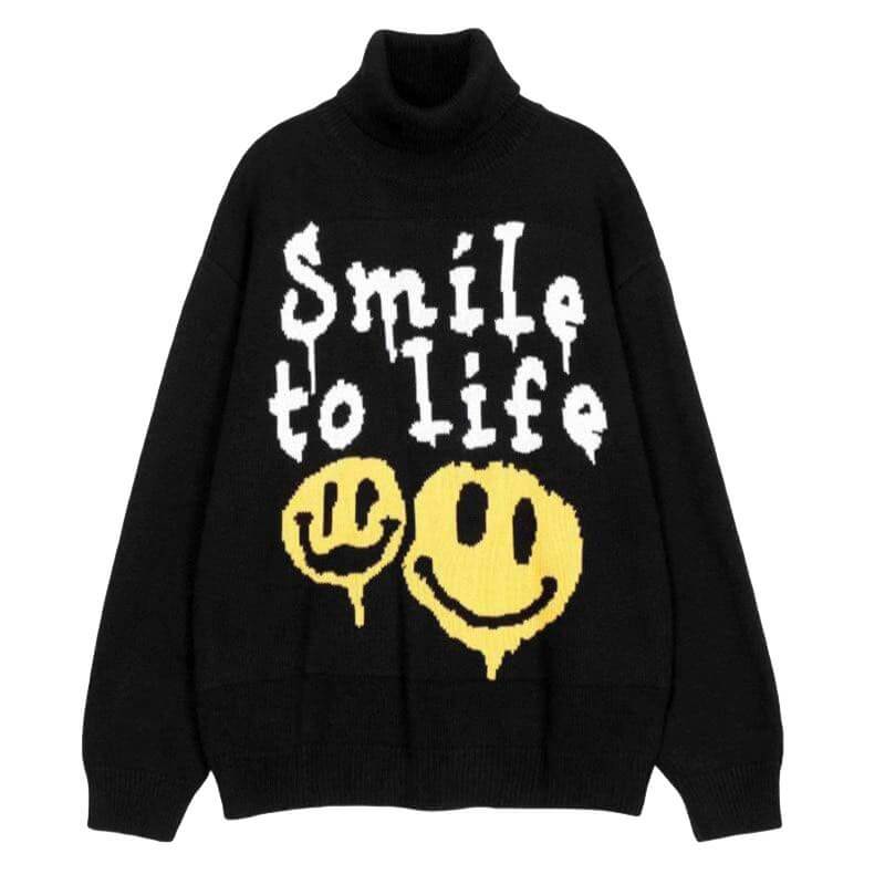 "Smile To Life" Turtleneck Sweater